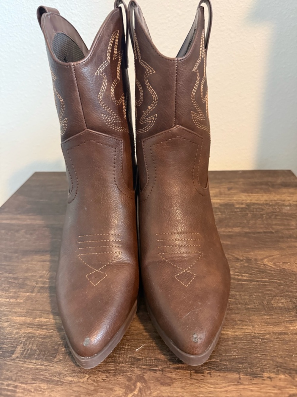 SODA Brown Western Ankle Boots Pointed Toe Cowgirl Booties Size 9 - Picture 2 of 7